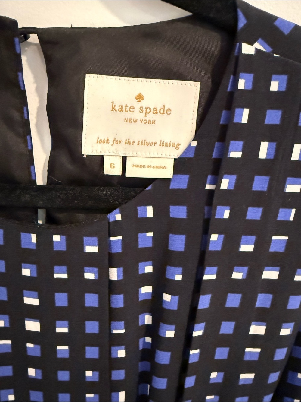kate spade Navy & Light Blue Sleeveless Check Fit-and-Flare Dress - Picture 2 of 4